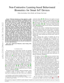 Non-Contrastive Learning-based Behavioural Biometrics for Smart IoT
  Devices