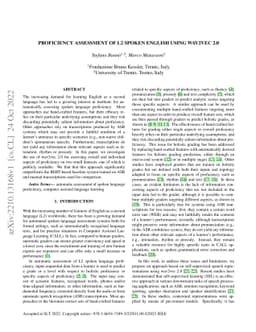 Proficiency assessment of L2 spoken English using wav2vec 2.0