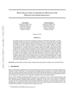 Post-Selection Confidence Bounds for Prediction Performance