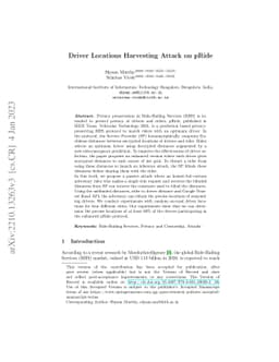 Driver Locations Harvesting Attack on pRide