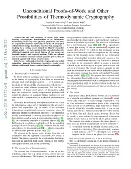 Unconditional Proofs-of-Work and Other Possibilities of Thermodynamic
  Cryptography
