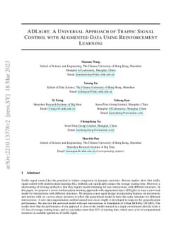 ADLight: A Universal Approach of Traffic Signal Control with Augmented
  Data Using Reinforcement Learning