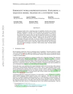 Emergent World Representations: Exploring a Sequence Model Trained on a
  Synthetic Task