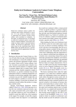 Entity-level Sentiment Analysis in Contact Center Telephone
  Conversations