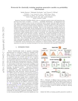 Protocols for classically training quantum generative models on
  probability distributions