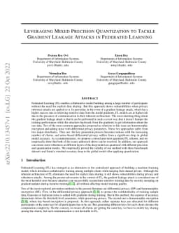 Mixed Precision Quantization to Tackle Gradient Leakage Attacks in
  Federated Learning