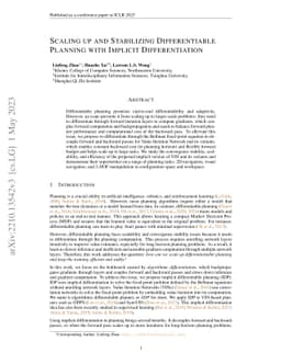 Scaling up and Stabilizing Differentiable Planning with Implicit
  Differentiation