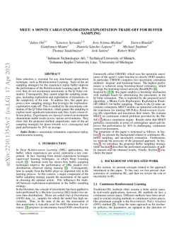 MEET: A Monte Carlo Exploration-Exploitation Trade-off for Buffer
  Sampling