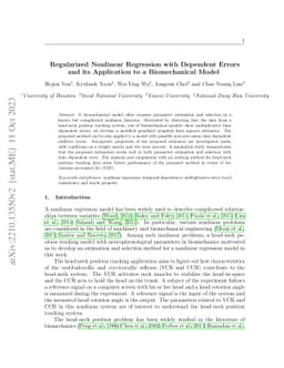 Regularized Nonlinear Regression with Dependent Errors and its
  Application to a Biomechanical Model