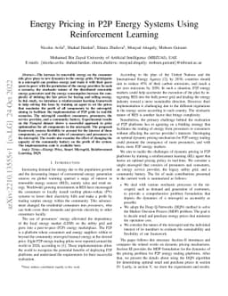 Energy Pricing in P2P Energy Systems Using Reinforcement Learning