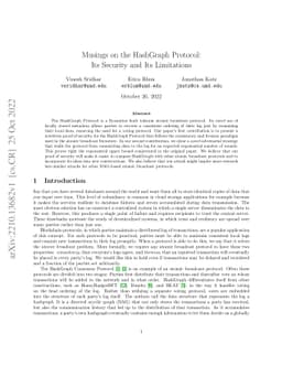 Musings on the HashGraph Protocol: Its Security and Its Limitations