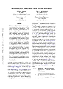 Discourse Context Predictability Effects in Hindi Word Order