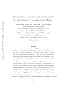 Dynamic Practical Byzantine Fault Tolerance and Its Blockchain System: A
  Large-Scale Markov Modeling