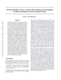 Shortest Edit Path Crossover: A Theory-driven Solution to the
  Permutation Problem in Evolutionary Neural Architecture Search