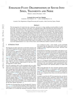 Enhanced Fuzzy Decomposition of Sound Into Sines, Transients, and Noise