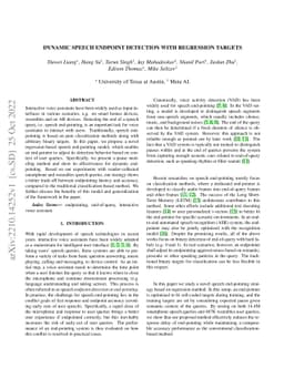 Dynamic Speech Endpoint Detection with Regression Targets