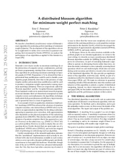 A distributed blossom algorithm for minimum-weight perfect matching
