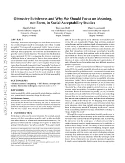 Obtrusive Subtleness and Why We Should Focus on Meaning, not Form, in
  Social Acceptability Studies