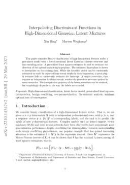 Interpolating Discriminant Functions in High-Dimensional Gaussian Latent
  Mixtures