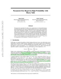 Parameter-free Regret in High Probability with Heavy Tails