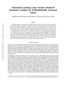 Federated Learning Using Variance Reduced Stochastic Gradient for
  Probabilistically Activated Agents
