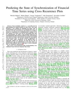 Predicting the State of Synchronization of Financial Time Series using
  Cross Recurrence Plots