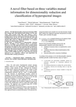 A novel filter based on three variables mutual information for
  dimensionality reduction and classification of hyperspectral images