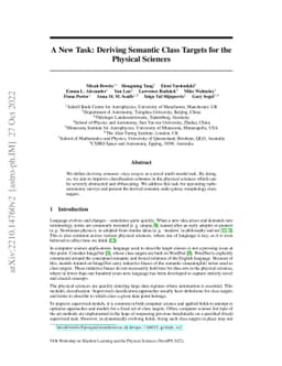 A New Task: Deriving Semantic Class Targets for the Physical Sciences