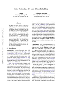 On the Curious Case of $\ell_2$ norm of Sense Embeddings