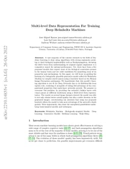 Multi-level Data Representation For Training Deep Helmholtz Machines