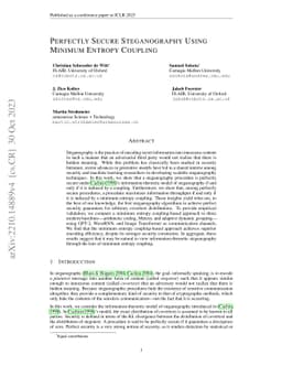 Perfectly Secure Steganography Using Minimum Entropy Coupling