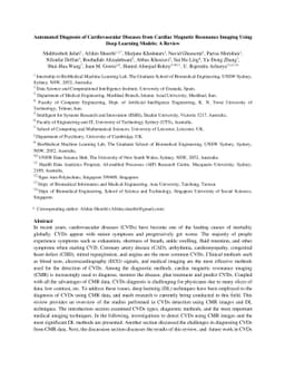 Automated Diagnosis of Cardiovascular Diseases from Cardiac Magnetic
  Resonance Imaging Using Deep Learning Models: A Review