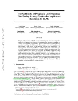 The Goldilocks of Pragmatic Understanding: Fine-Tuning Strategy Matters
  for Implicature Resolution by LLMs