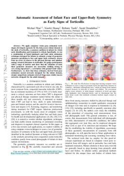 Automatic Assessment of Infant Face and Upper-Body Symmetry as Early
  Signs of Torticollis