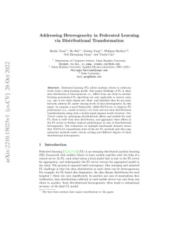 Addressing Heterogeneity in Federated Learning via Distributional
  Transformation