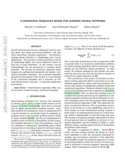 A Variational Inequality Model for Learning Neural Networks