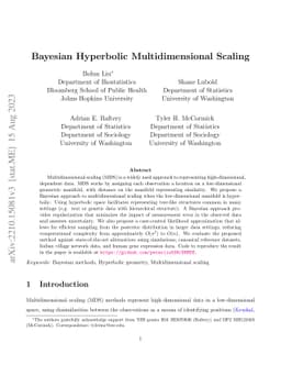 Bayesian Hyperbolic Multidimensional Scaling