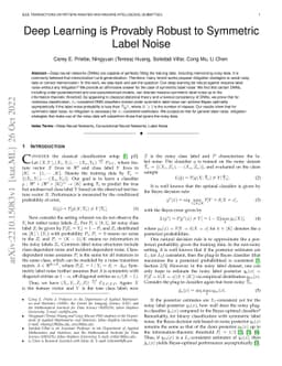 Deep Learning is Provably Robust to Symmetric Label Noise