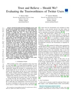 Trust and Believe -- Should We? Evaluating the Trustworthiness of
  Twitter Users