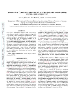 A Fast and Accurate Pitch Estimation Algorithm Based on the Pseudo
  Wigner-Ville Distribution