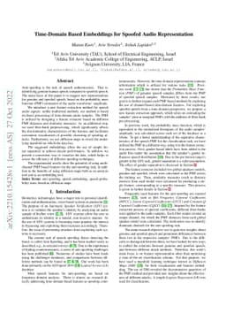 Time-Domain Based Embeddings for Spoofed Audio Representation