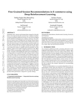Fine-Grained Session Recommendations in E-commerce using Deep
  Reinforcement Learning