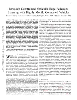 Resource Constrained Vehicular Edge Federated Learning with Highly
  Mobile Connected Vehicles