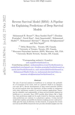 Reverse Survival Model (RSM): A Pipeline for Explaining Predictions of
  Deep Survival Models