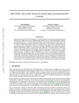 DICTION:DynamIC robusT whIte bOx watermarkiNg scheme for deep neural networks