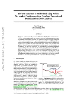 Toward Equation of Motion for Deep Neural Networks: Continuous-time
  Gradient Descent and Discretization Error Analysis