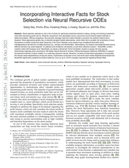 Incorporating Interactive Facts for Stock Selection via Neural Recursive
  ODEs
