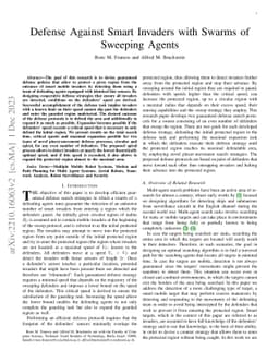 Defense Against Smart Invaders with Swarms of Sweeping Agents