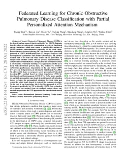Federated Learning for Chronic Obstructive Pulmonary Disease
  Classification with Partial Personalized Attention Mechanism