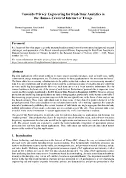 Towards Privacy Engineering for Real-Time Analytics in the
  Human-Centered Internet of Things